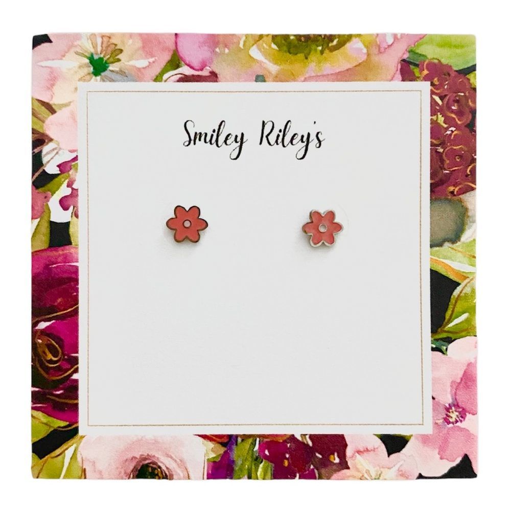 Pink Floral Stud Earrings